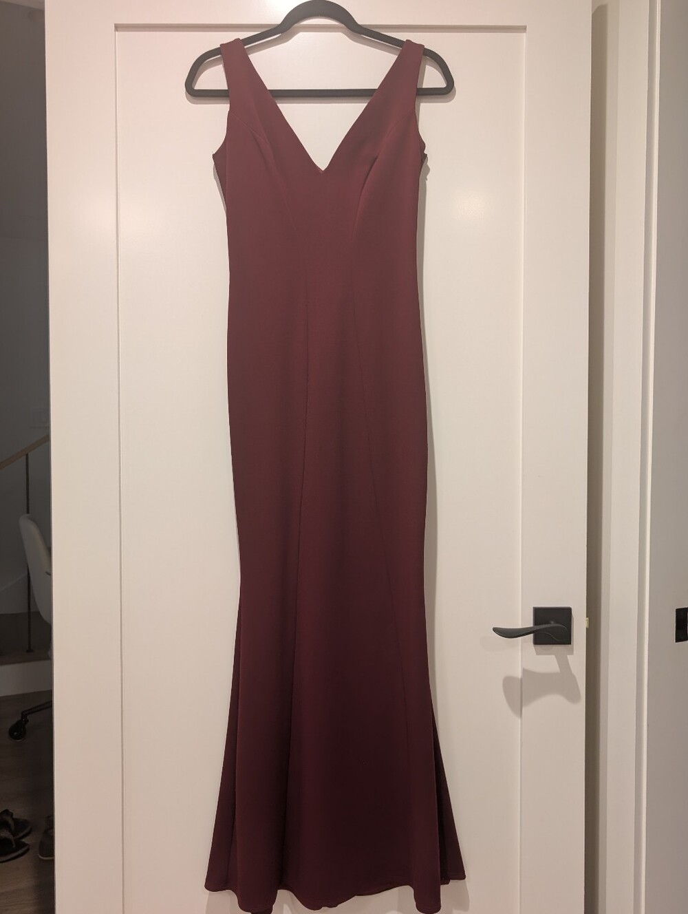 Katie May Sleeveless V-Neck Maxi Gown in Burgundy
